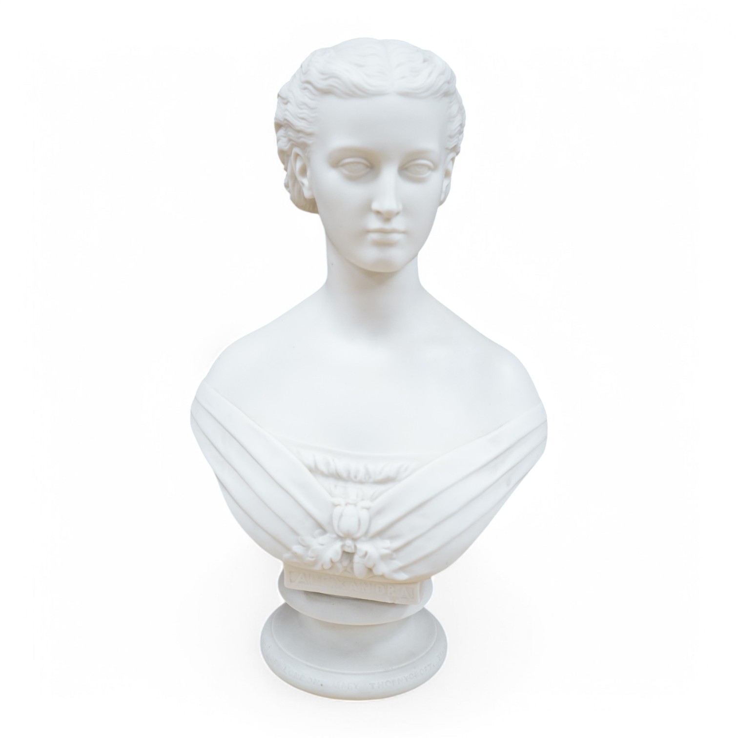 A Copeland bust of Princess Alexandra, stamped to rim of base: Art Union Of London, Mary Thornycroft, 1865. 38cm high. Condition - good